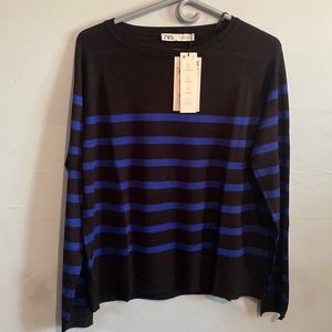 Zara striped basic knit sweater